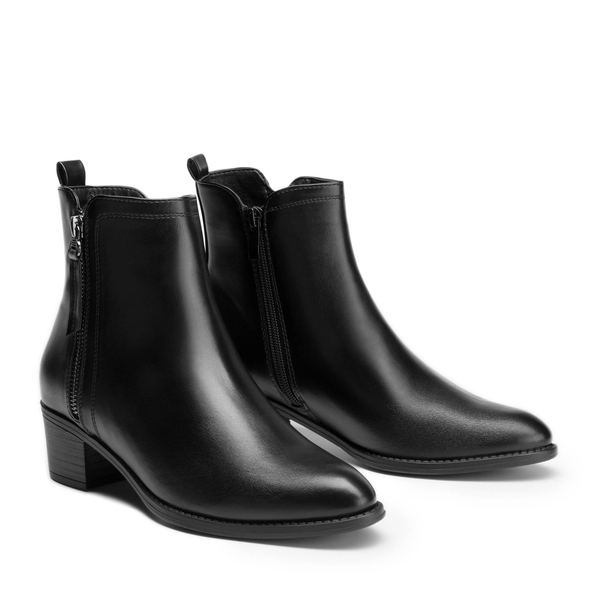 Pointed Toe Size Zip Ankle Boots - BLACK PU - 3